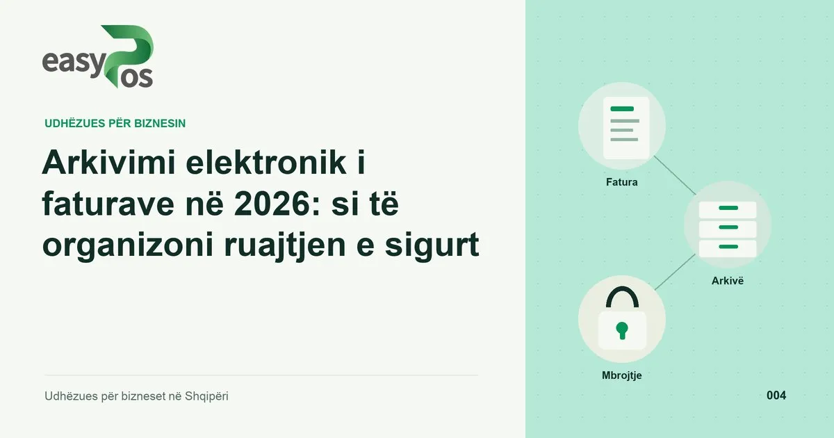 Ilustrim easyPos për artikullin: Arkivimi elektronik i faturave në 2026: si të organizoni ruajtjen e sigurt