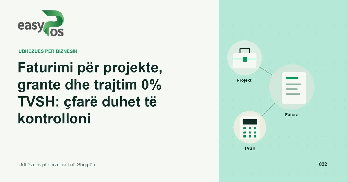 Ilustrim easyPos për artikullin: Faturimi për projekte, grante dhe trajtim 0% TVSH: çfarë duhet të kontrolloni
