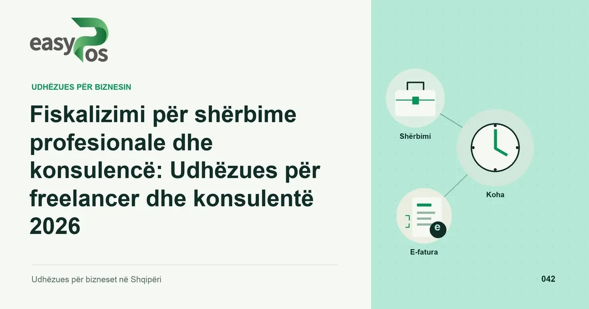 Ilustrim easyPos për artikullin: Fiskalizimi për shërbime profesionale dhe konsulencë: Udhëzues për freelancer dhe konsulentë 2026
