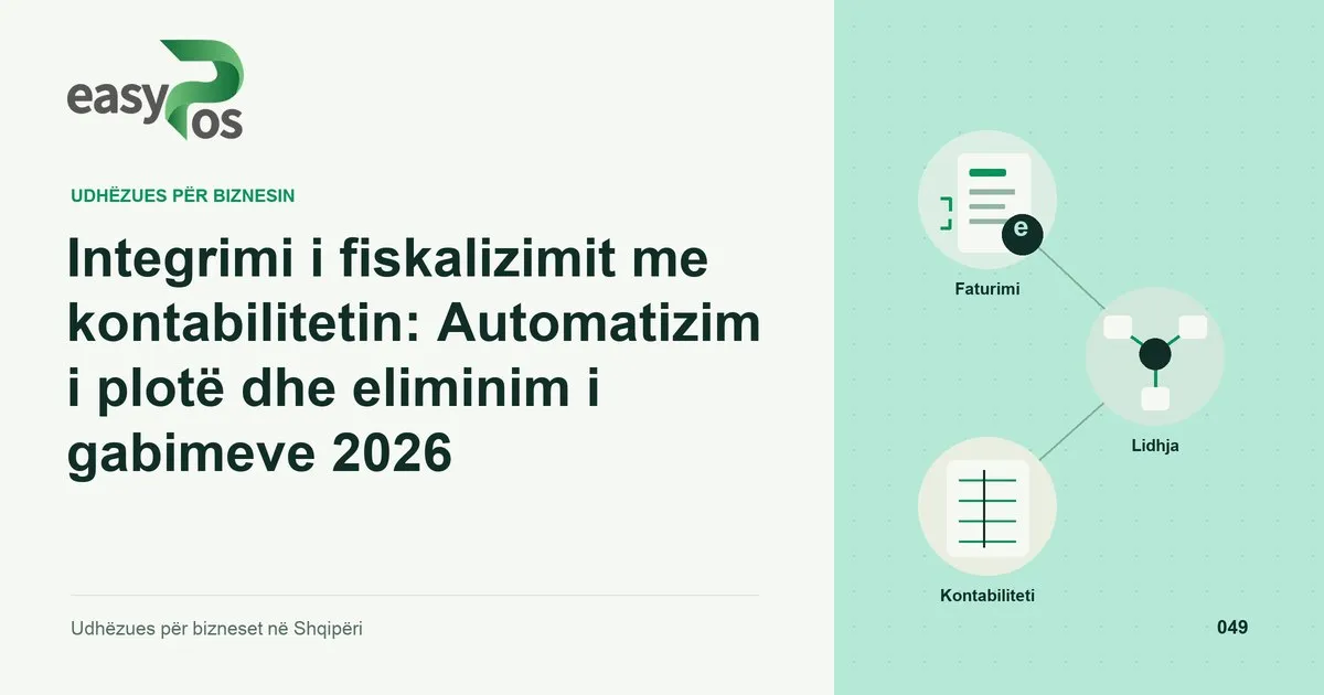 Ilustrim easyPos për artikullin: Integrimi i fiskalizimit me kontabilitetin: Automatizim i plotë dhe eliminim i gabimeve 2026