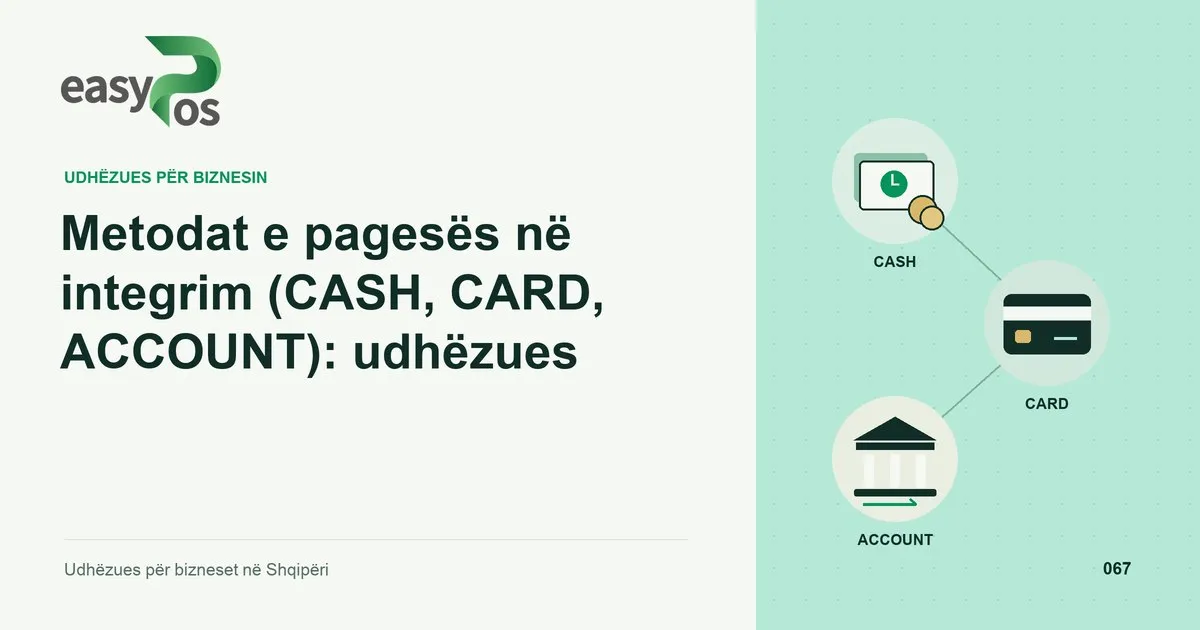 Ilustrim easyPos për artikullin: Metodat e pagesës në integrim (CASH, CARD, ACCOUNT): udhëzues