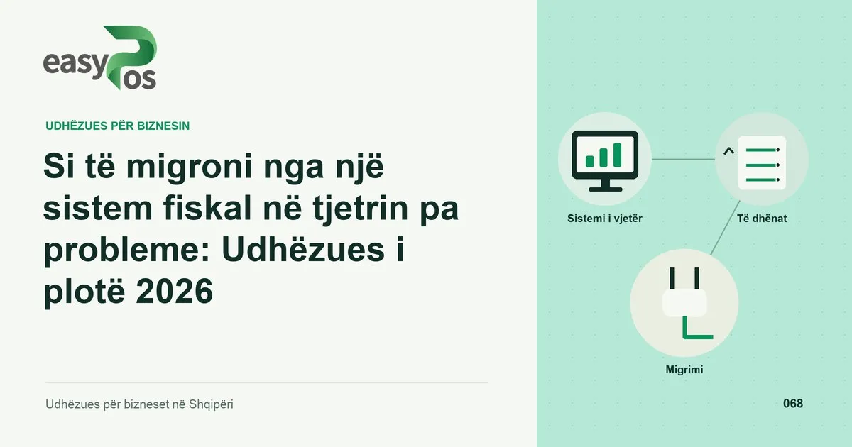 Ilustrim easyPos për artikullin: Si të migroni nga një sistem fiskal në tjetrin pa probleme: Udhëzues i plotë 2026