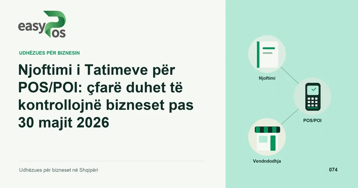 Ilustrim easyPos për artikullin: Njoftimi i Tatimeve për POS/POI: çfarë duhet të kontrollojnë bizneset pas 30 majit 2026