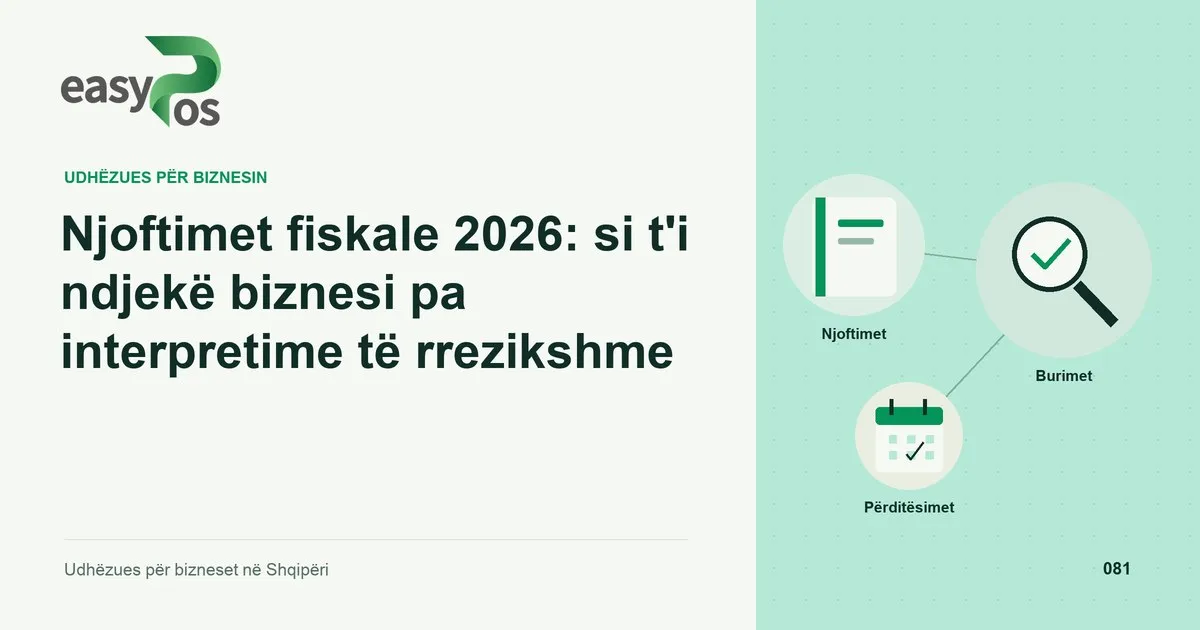 Ilustrim easyPos për artikullin: Njoftimet fiskale 2026: si t'i ndjekë biznesi pa interpretime të rrezikshme