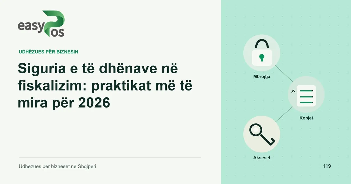 Ilustrim easyPos për artikullin: Siguria e të dhënave në fiskalizim: praktikat më të mira për 2026