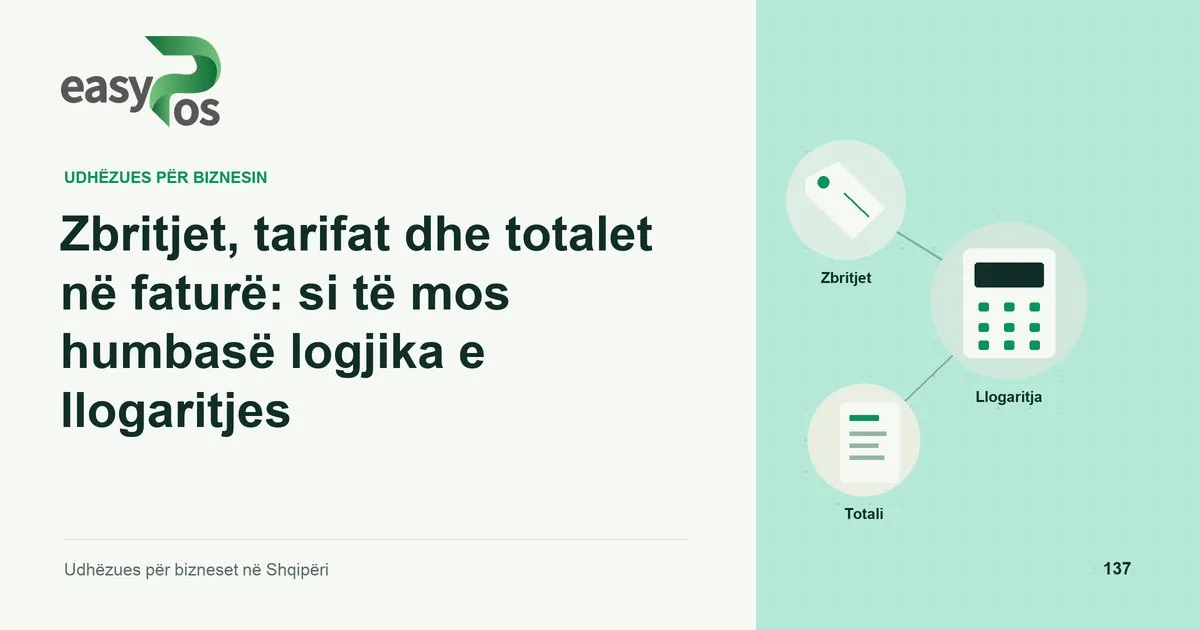Ilustrim easyPos për artikullin: Zbritjet, tarifat dhe totalet në faturë: si të mos humbasë logjika e llogaritjes