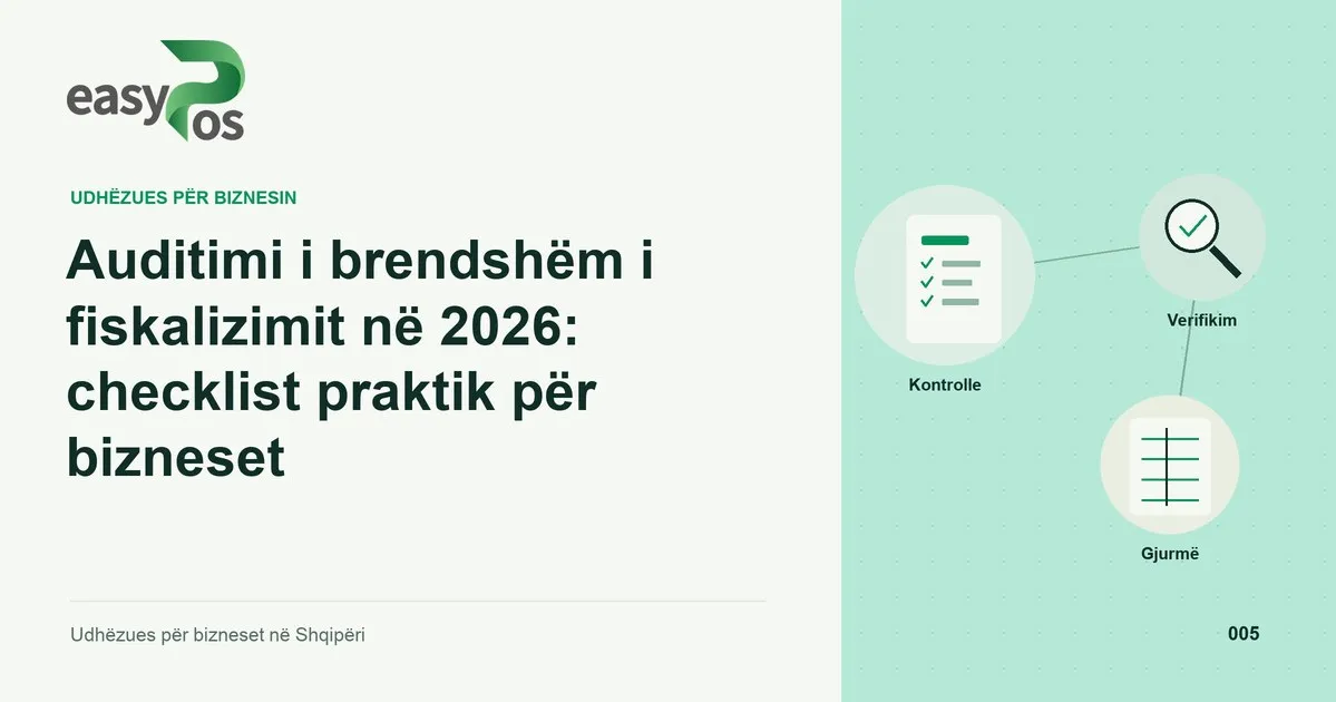 Ilustrim easyPos për artikullin: Auditimi i brendshëm i fiskalizimit në 2026: checklist praktik për bizneset