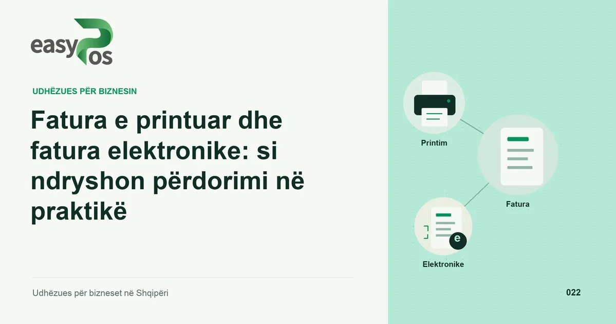 Ilustrim easyPos për artikullin: Fatura e printuar dhe fatura elektronike: si ndryshon përdorimi në praktikë