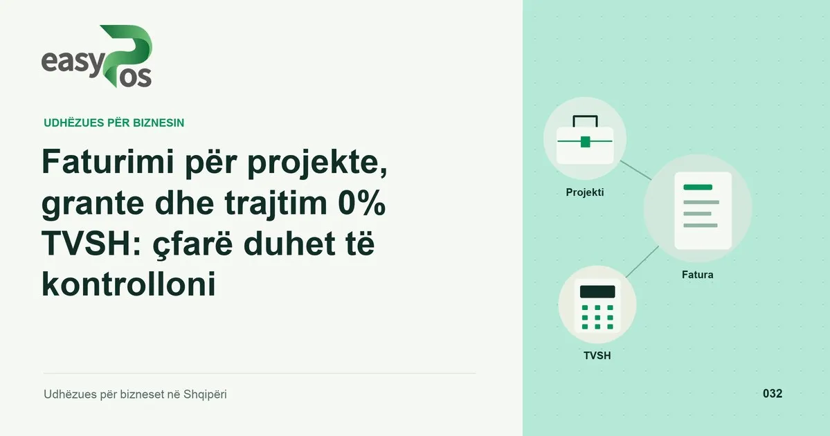 Ilustrim easyPos për artikullin: Faturimi për projekte, grante dhe trajtim 0% TVSH: çfarë duhet të kontrolloni