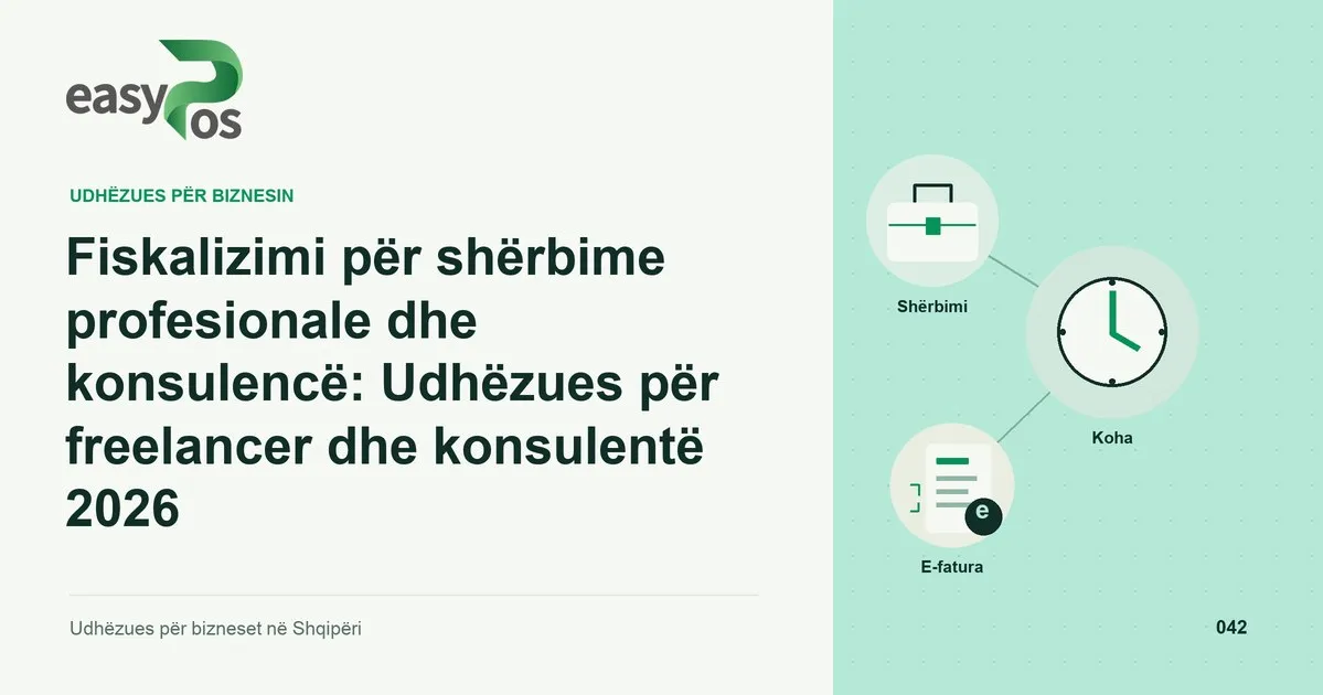 Ilustrim easyPos për artikullin: Fiskalizimi për shërbime profesionale dhe konsulencë: Udhëzues për freelancer dhe konsulentë 2026
