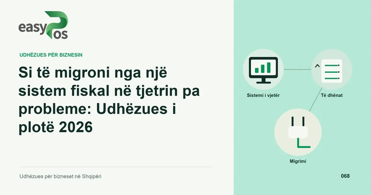 Ilustrim easyPos për artikullin: Si të migroni nga një sistem fiskal në tjetrin pa probleme: Udhëzues i plotë 2026