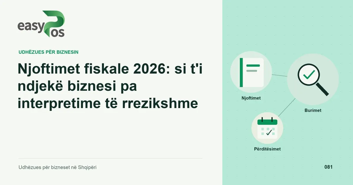 Ilustrim easyPos për artikullin: Njoftimet fiskale 2026: si t'i ndjekë biznesi pa interpretime të rrezikshme
