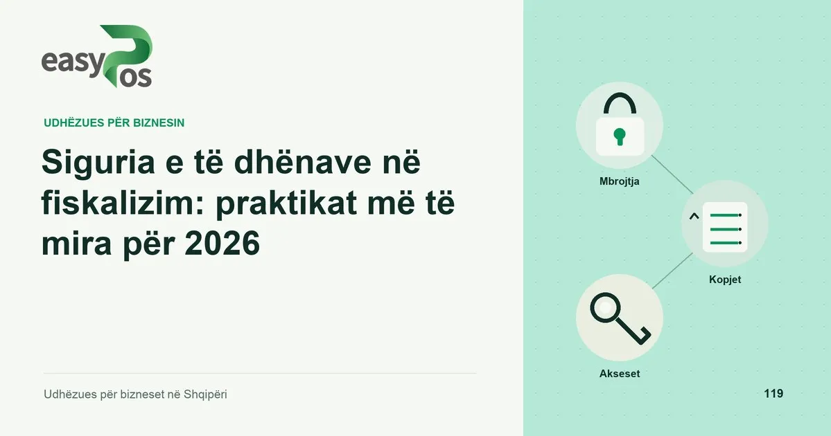 Ilustrim easyPos për artikullin: Siguria e të dhënave në fiskalizim: praktikat më të mira për 2026