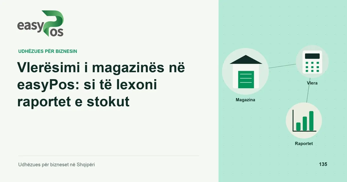 Ilustrim easyPos për artikullin: Vlerësimi i magazinës në easyPos: si të lexoni raportet e stokut